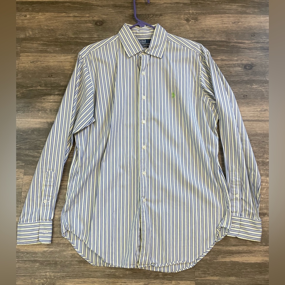 Polo Ralph Lauren Men’s Striped Blue, White, Green Button Up Size Medium